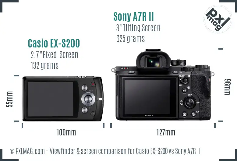 Casio EX-S200 vs Sony A7R II Screen and Viewfinder comparison