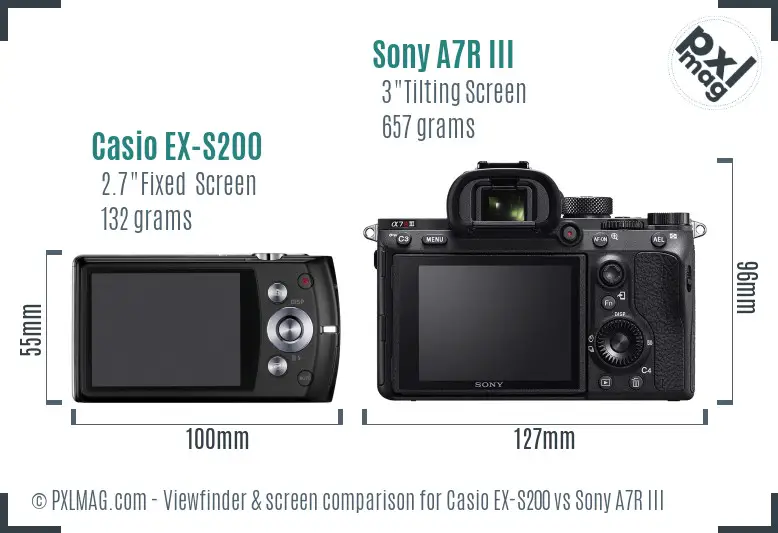 Casio EX-S200 vs Sony A7R III Screen and Viewfinder comparison Casio EX-S200 vs Sony A7R III Screen and Viewfinder comparison