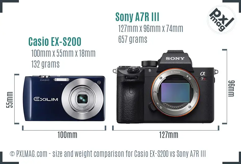 Casio EX-S200 vs Sony A7R III size comparison Casio EX-S200 vs Sony A7R III size comparison