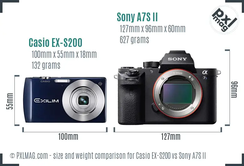 Casio EX-S200 vs Sony A7S II size comparison