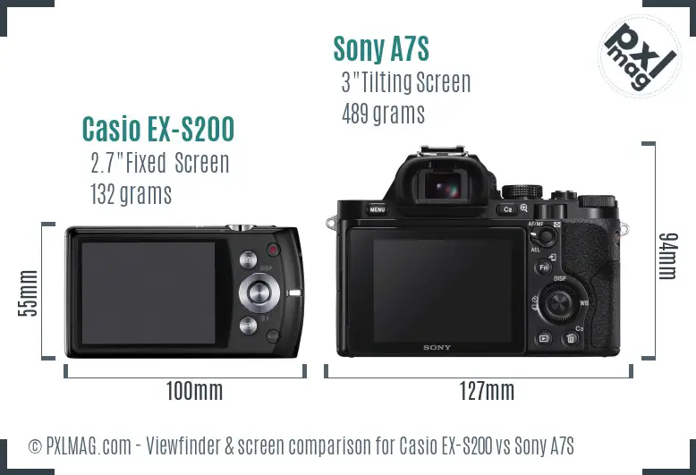 Casio EX-S200 vs Sony A7S Screen and Viewfinder comparison