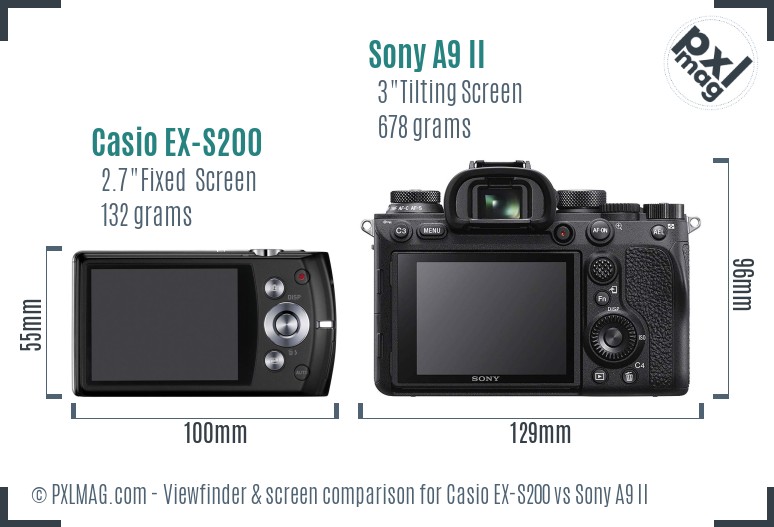 Casio EX-S200 vs Sony A9 II Screen and Viewfinder comparison