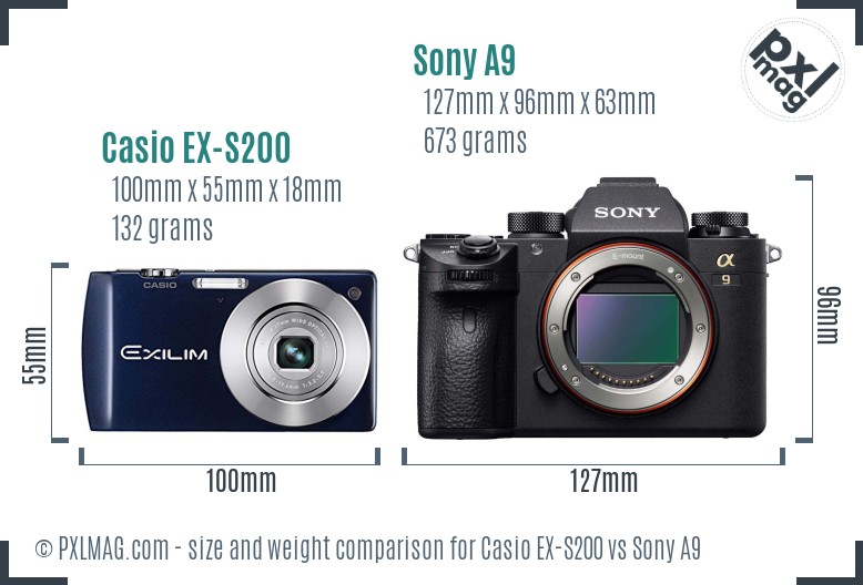 Casio EX-S200 vs Sony A9 size comparison Casio EX-S200 vs Sony A9 size comparison