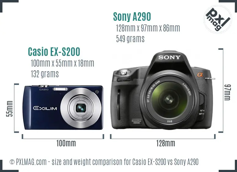 Casio EX-S200 vs Sony A290 size comparison Casio EX-S200 vs Sony A290 size comparison