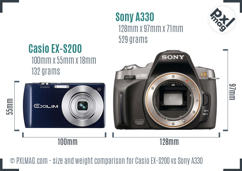 Casio EX-S200 vs Sony A330 size comparison Casio EX-S200 vs Sony A330 size comparison