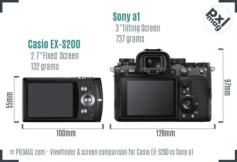 Casio EX-S200 vs Sony a1 Screen and Viewfinder comparison