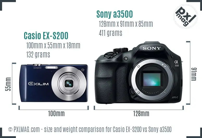 Casio EX-S200 vs Sony a3500 size comparison