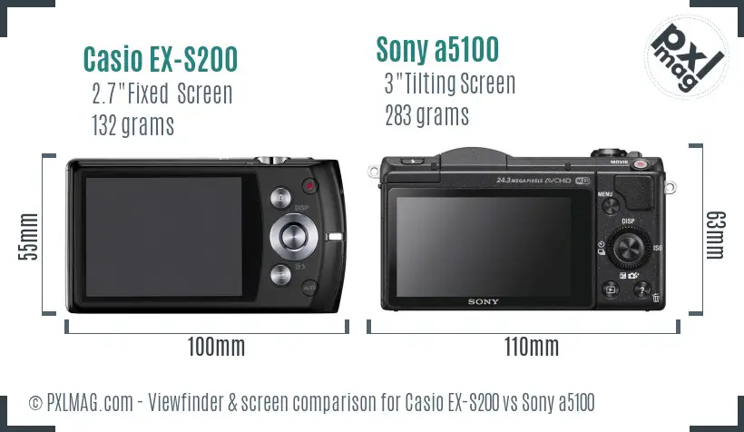 Casio EX-S200 vs Sony a5100 Screen and Viewfinder comparison