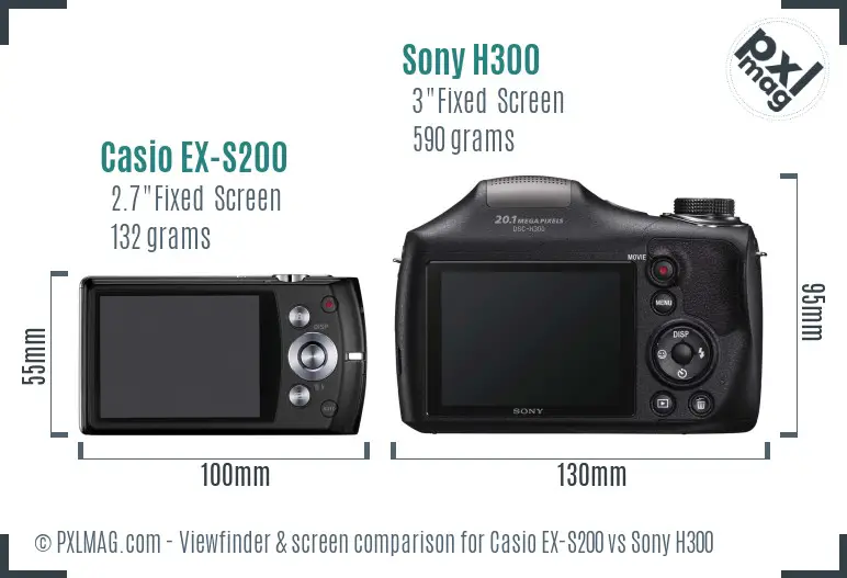 Casio EX-S200 vs Sony H300 Screen and Viewfinder comparison