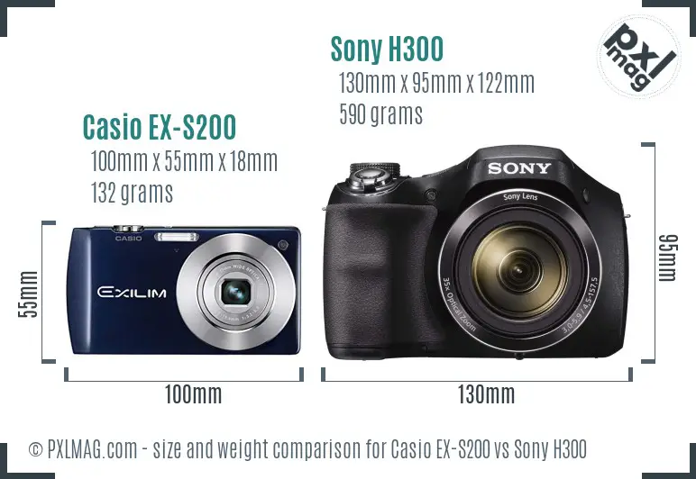 Casio EX-S200 vs Sony H300 size comparison
