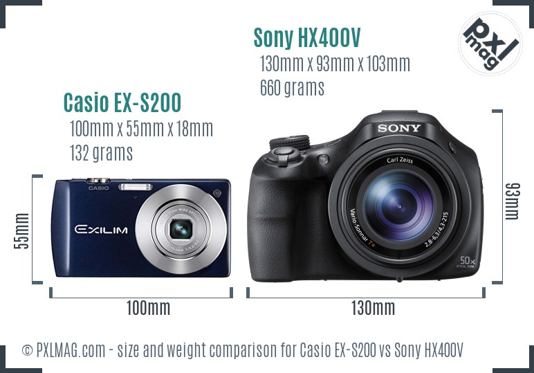 Casio EX-S200 vs Sony HX400V size comparison