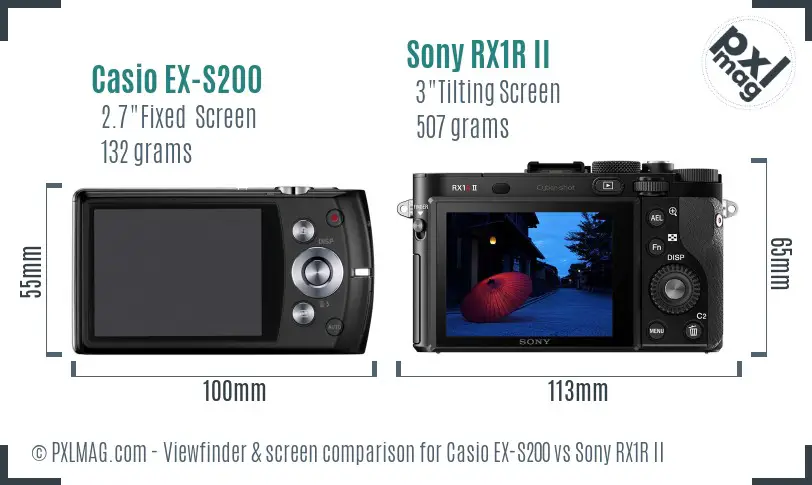 Casio EX-S200 vs Sony RX1R II Screen and Viewfinder comparison