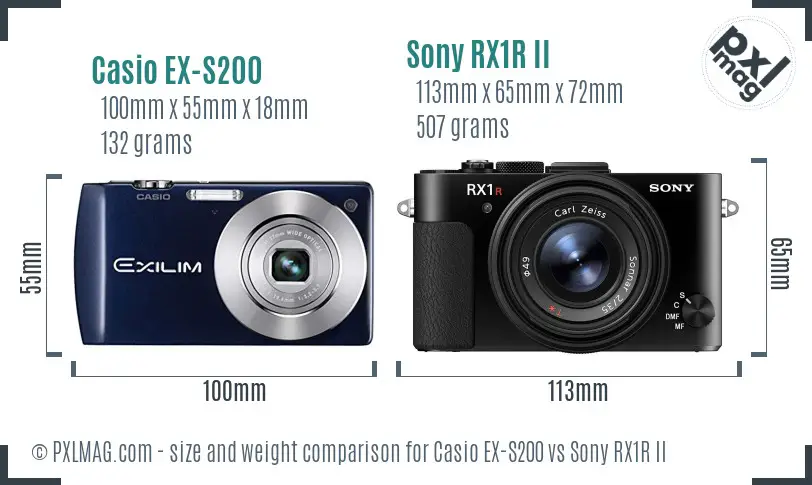 Casio EX-S200 vs Sony RX1R II size comparison