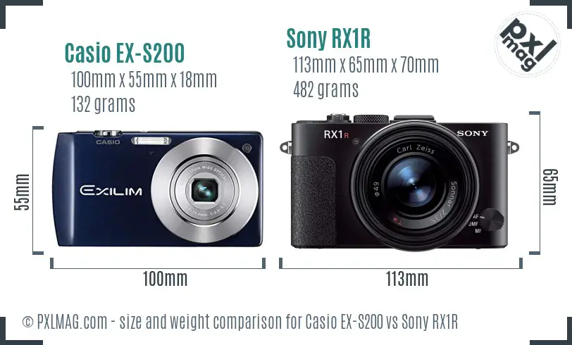 Casio EX-S200 vs Sony RX1R size comparison
