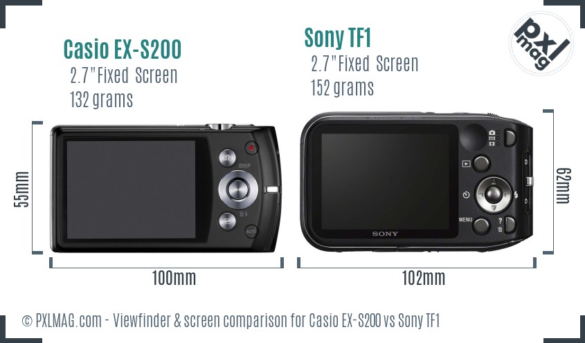 Casio EX-S200 vs Sony TF1 Screen and Viewfinder comparison