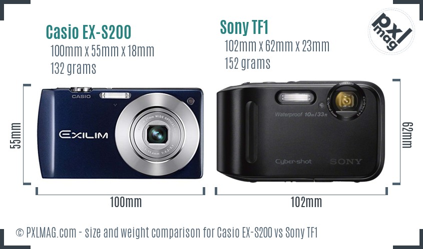Casio EX-S200 vs Sony TF1 size comparison