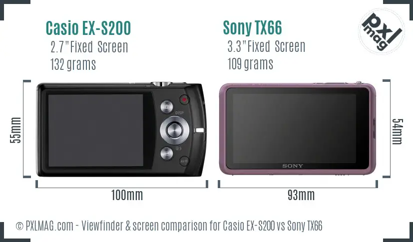Casio EX-S200 vs Sony TX66 Screen and Viewfinder comparison