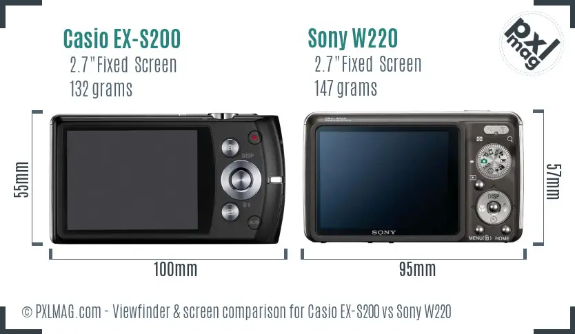 Casio EX-S200 vs Sony W220 Screen and Viewfinder comparison Casio EX-S200 vs Sony W220 Screen and Viewfinder comparison