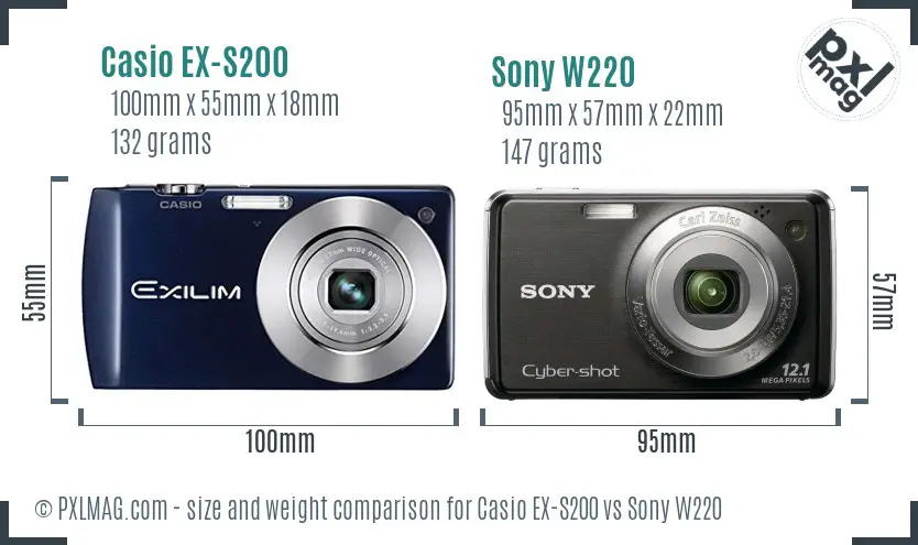 Casio EX-S200 vs Sony W220 size comparison Casio EX-S200 vs Sony W220 size comparison