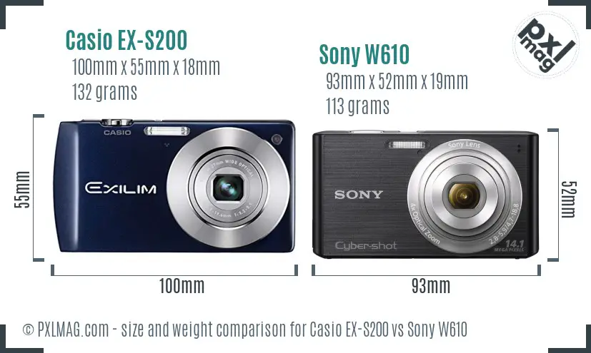 Casio EX-S200 vs Sony W610 size comparison Casio EX-S200 vs Sony W610 size comparison