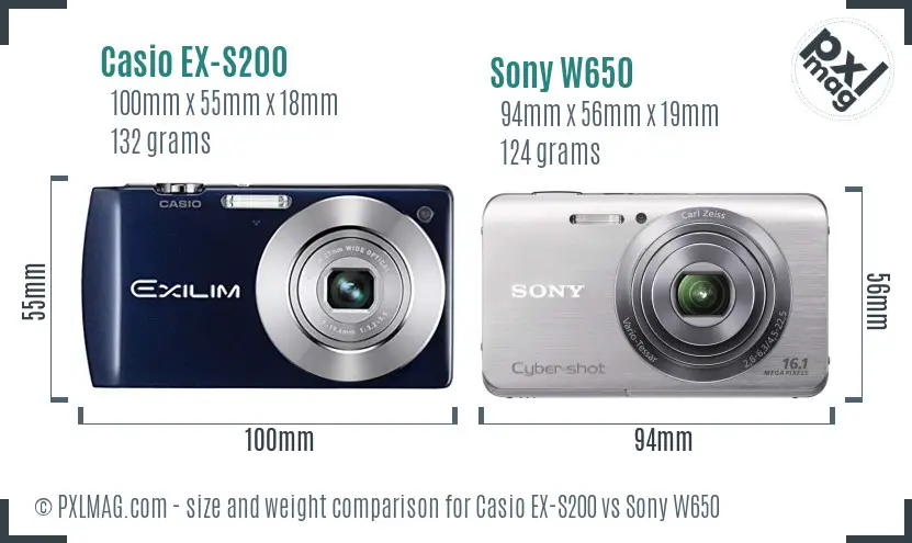 Casio EX-S200 vs Sony W650 size comparison Casio EX-S200 vs Sony W650 size comparison
