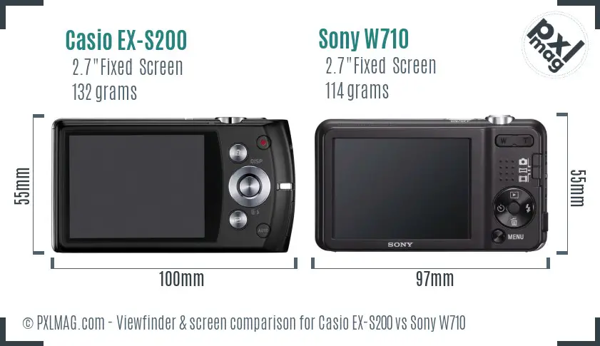 Casio EX-S200 vs Sony W710 Screen and Viewfinder comparison Casio EX-S200 vs Sony W710 Screen and Viewfinder comparison