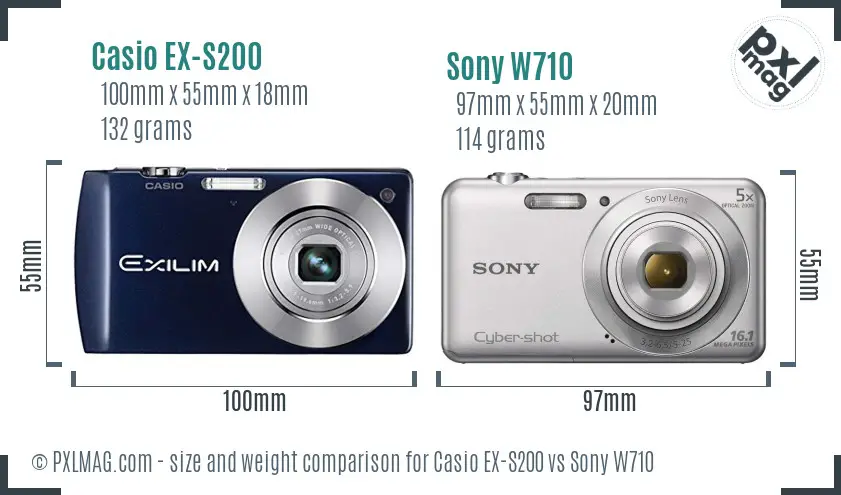 Casio EX-S200 vs Sony W710 size comparison Casio EX-S200 vs Sony W710 size comparison