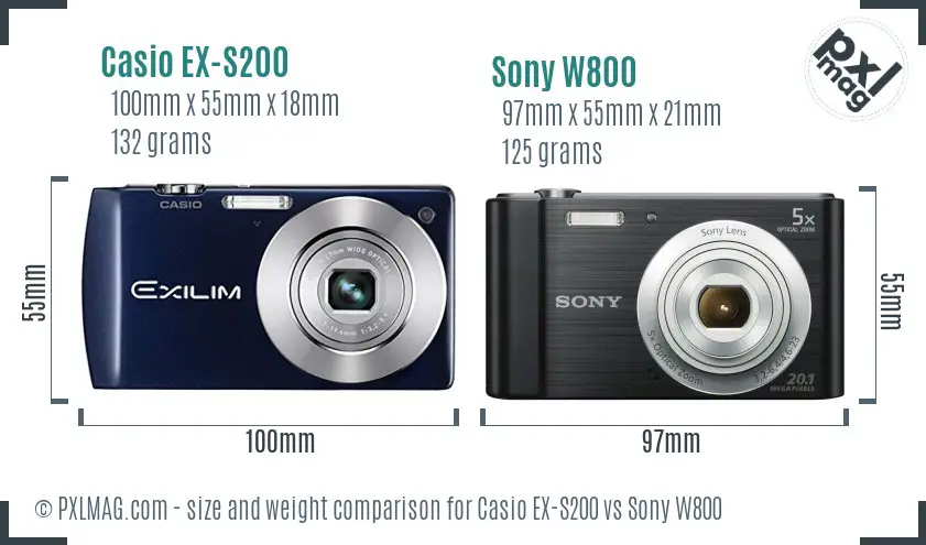 Casio EX-S200 vs Sony W800 size comparison Casio EX-S200 vs Sony W800 size comparison