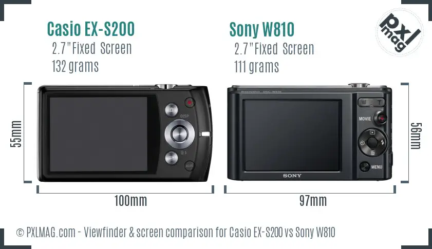 Casio EX-S200 vs Sony W810 Screen and Viewfinder comparison Casio EX-S200 vs Sony W810 Screen and Viewfinder comparison