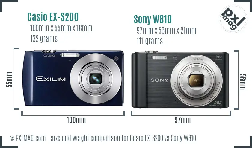 Casio EX-S200 vs Sony W810 size comparison Casio EX-S200 vs Sony W810 size comparison