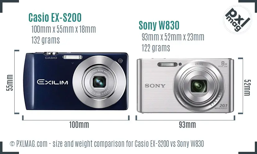 Casio EX-S200 vs Sony W830 size comparison Casio EX-S200 vs Sony W830 size comparison