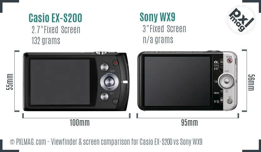 Casio EX-S200 vs Sony WX9 Screen and Viewfinder comparison Casio EX-S200 vs Sony WX9 Screen and Viewfinder comparison