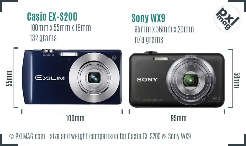 Casio EX-S200 vs Sony WX9 size comparison Casio EX-S200 vs Sony WX9 size comparison