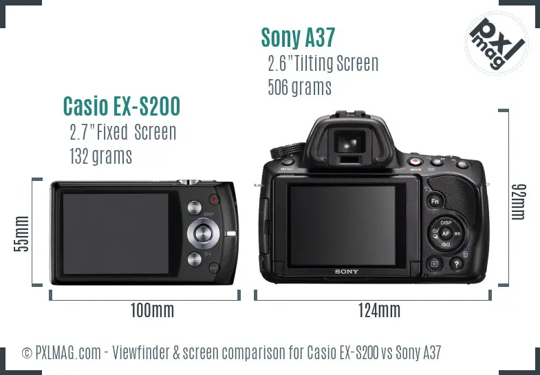 Casio EX-S200 vs Sony A37 Screen and Viewfinder comparison