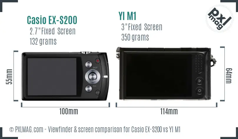 Casio EX-S200 vs YI M1 Screen and Viewfinder comparison