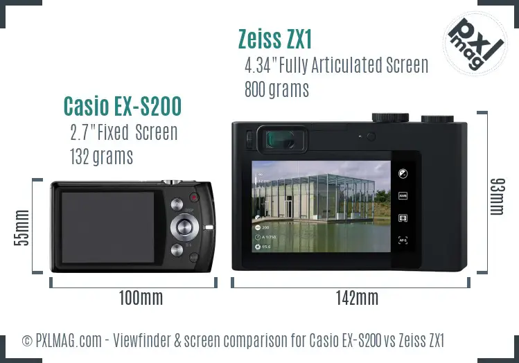 Casio EX-S200 vs Zeiss ZX1 Screen and Viewfinder comparison