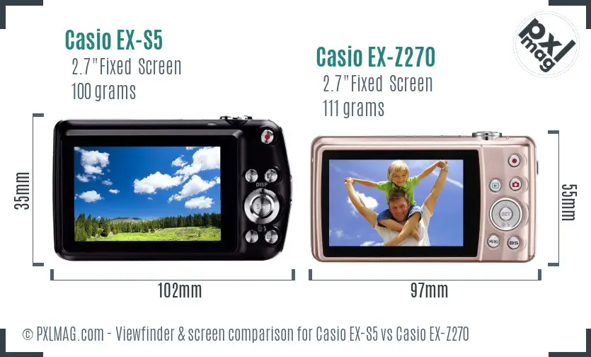 Casio EX-S5 vs Casio EX-Z270 Screen and Viewfinder comparison