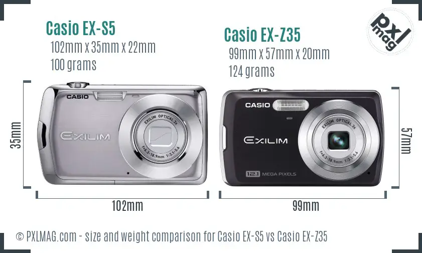 Casio EX-S5 vs Casio EX-Z35 size comparison