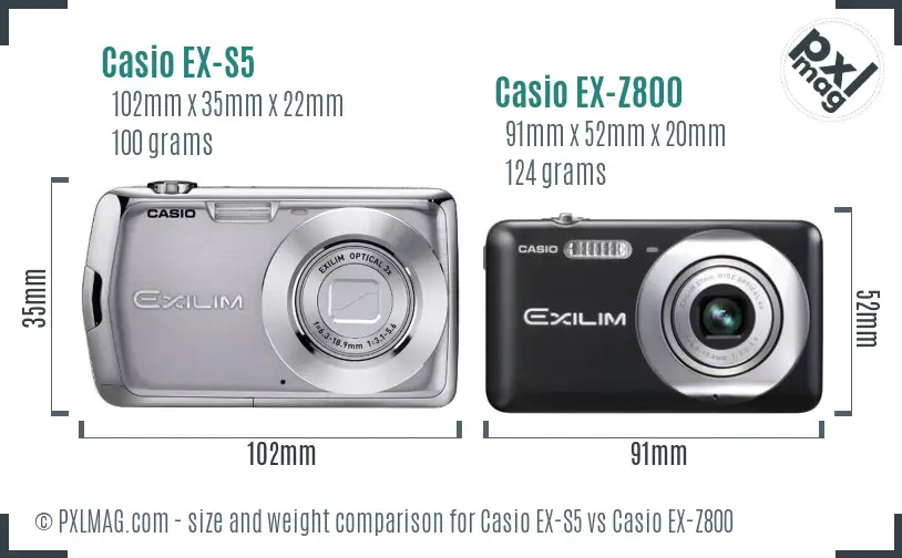 Casio EX-S5 vs Casio EX-Z800 size comparison