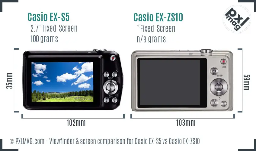 Casio EX-S5 vs Casio EX-ZS10 Screen and Viewfinder comparison