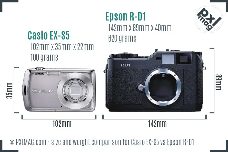 Casio EX-S5 vs Epson R-D1 size comparison