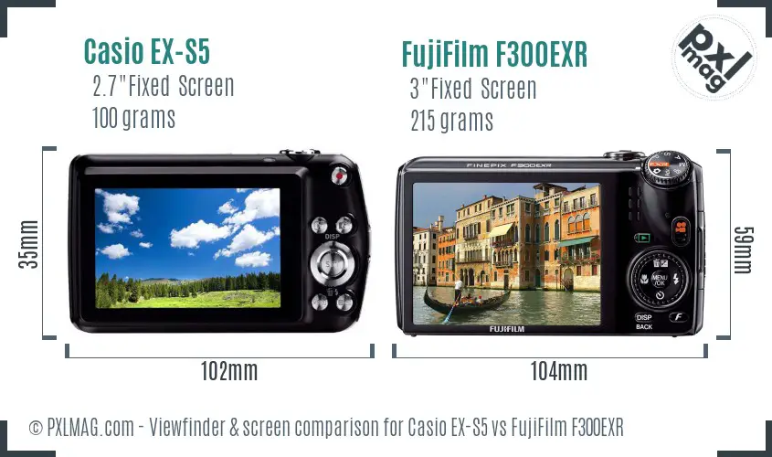 Casio EX-S5 vs FujiFilm F300EXR Screen and Viewfinder comparison