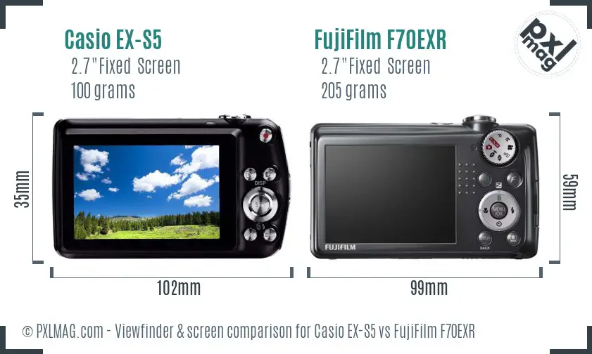 Casio EX-S5 vs FujiFilm F70EXR Screen and Viewfinder comparison