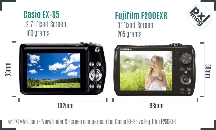 Casio EX-S5 vs Fujifilm F200EXR Screen and Viewfinder comparison Casio EX-S5 vs Fujifilm F200EXR Screen and Viewfinder comparison