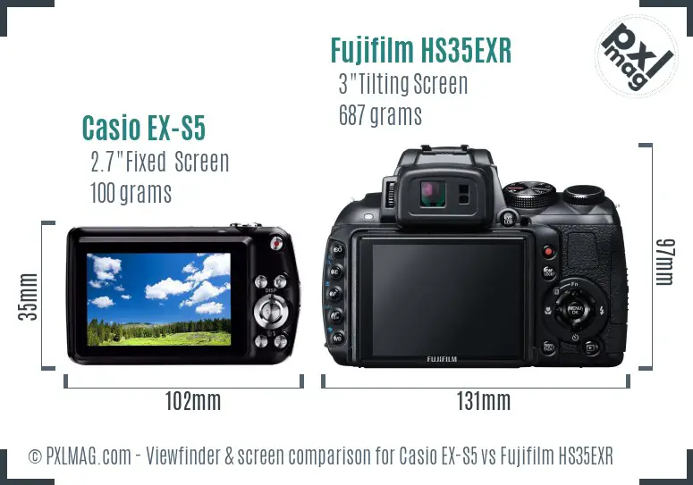 Casio EX-S5 vs Fujifilm HS35EXR Screen and Viewfinder comparison Casio EX-S5 vs Fujifilm HS35EXR Screen and Viewfinder comparison
