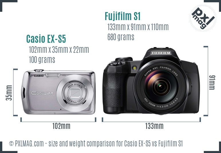 Casio EX-S5 vs Fujifilm S1 size comparison Casio EX-S5 vs Fujifilm S1 size comparison