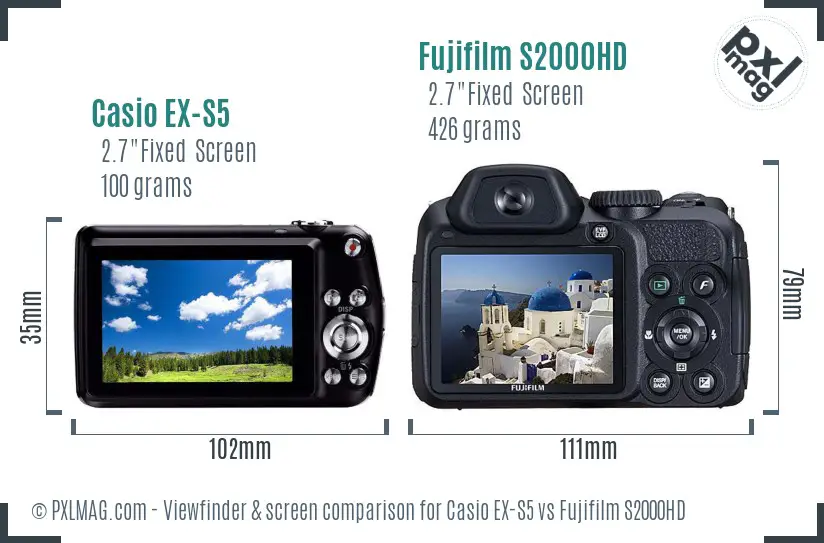 Casio EX-S5 vs Fujifilm S2000HD Screen and Viewfinder comparison Casio EX-S5 vs Fujifilm S2000HD Screen and Viewfinder comparison