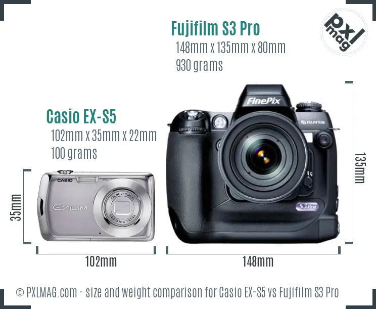 Casio EX-S5 vs Fujifilm S3 Pro size comparison Casio EX-S5 vs Fujifilm S3 Pro size comparison