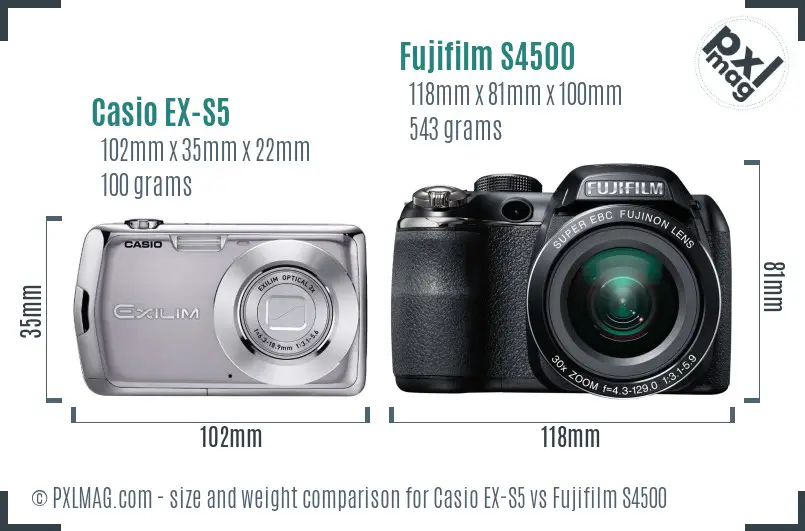 Casio EX-S5 vs Fujifilm S4500 size comparison