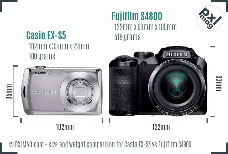 Casio EX-S5 vs Fujifilm S4800 size comparison Casio EX-S5 vs Fujifilm S4800 size comparison